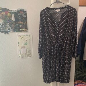 LOFT Black Dress with Pink Squares